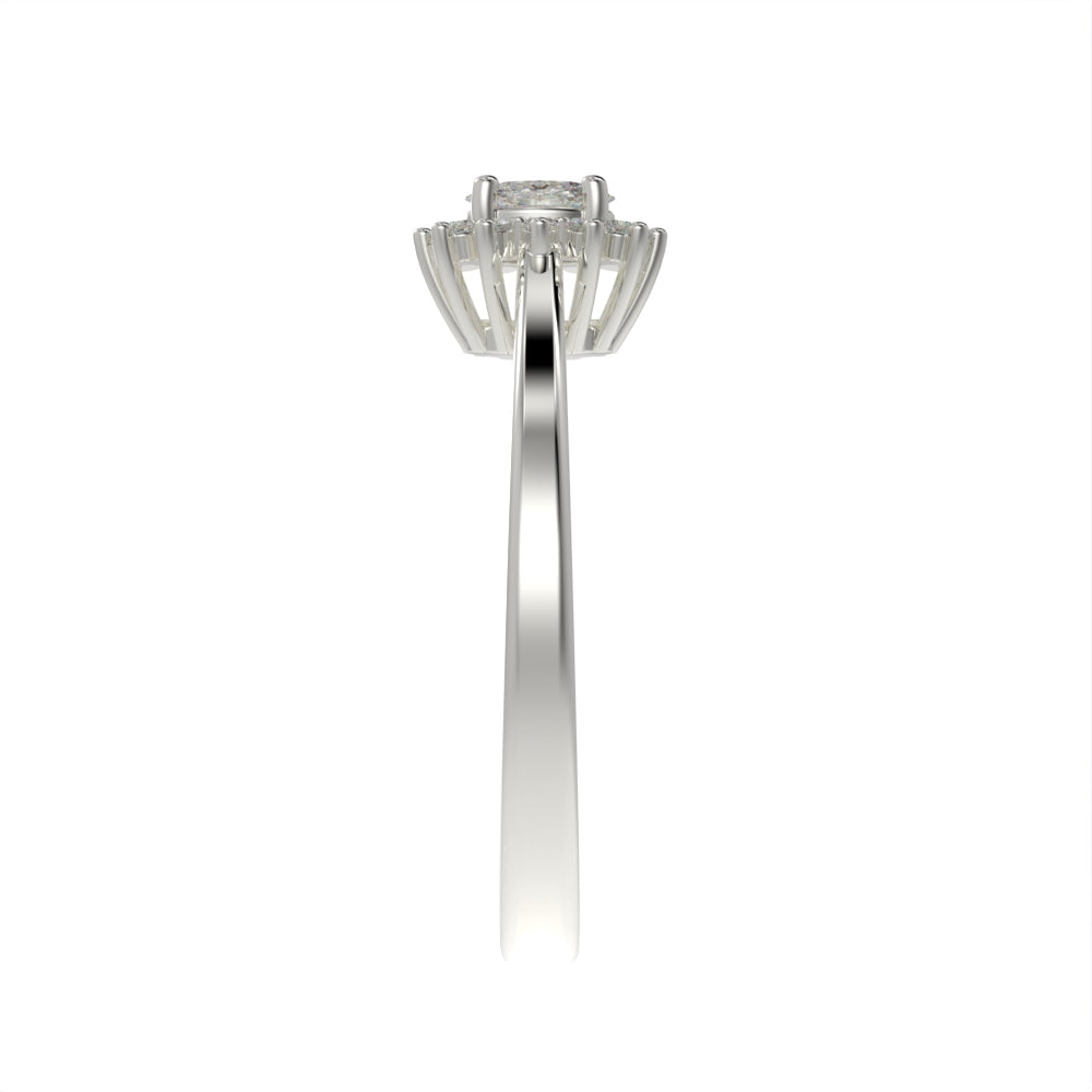 Petite oval blossom halo ring