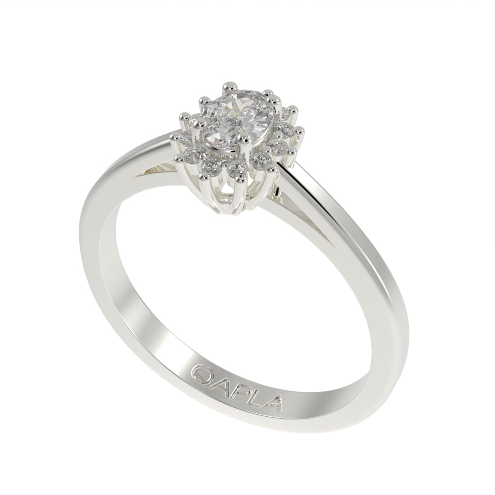 Petite oval blossom halo ring