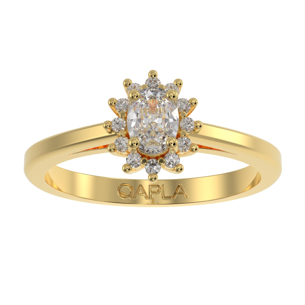 Petite oval blossom halo ring