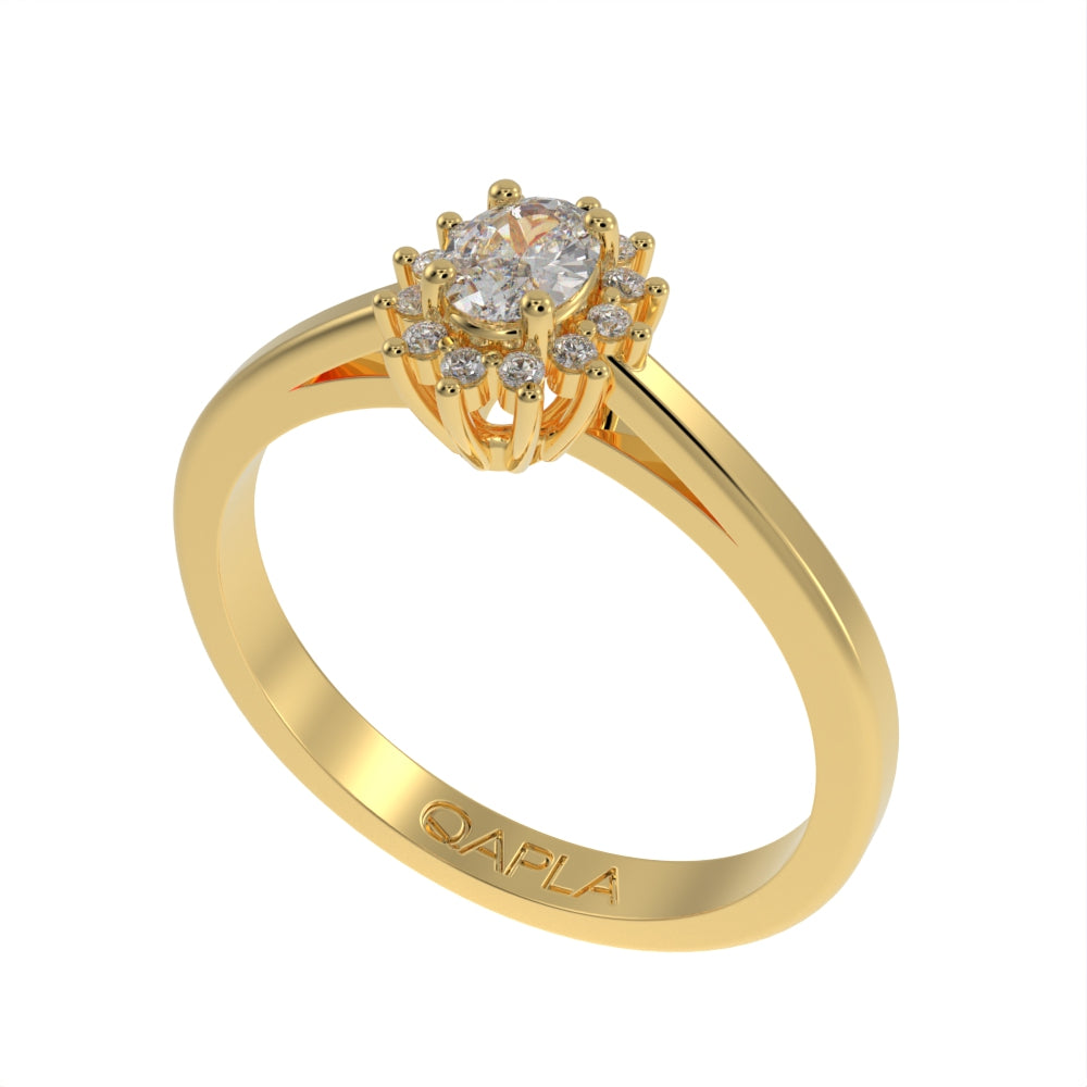 Petite oval blossom halo ring