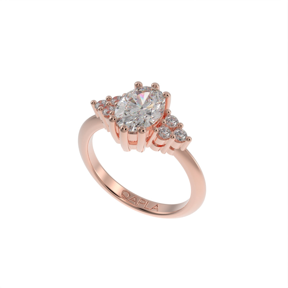 Oval engagement unique ring