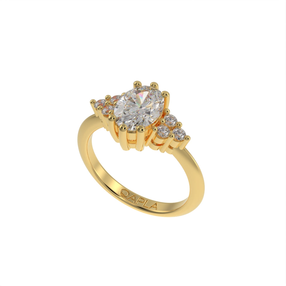 Oval engagement unique ring
