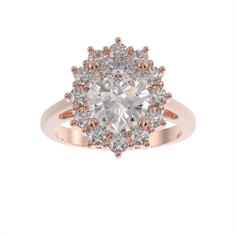 Oval Blossom halo ring