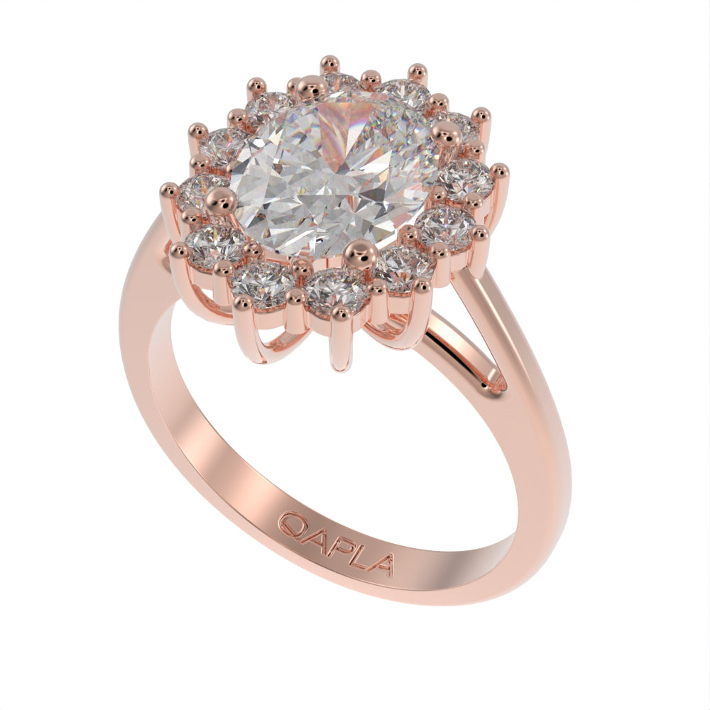 Oval Blossom halo ring