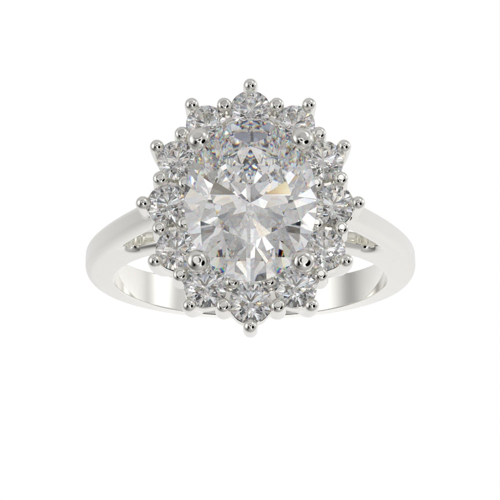 Oval Blossom halo ring