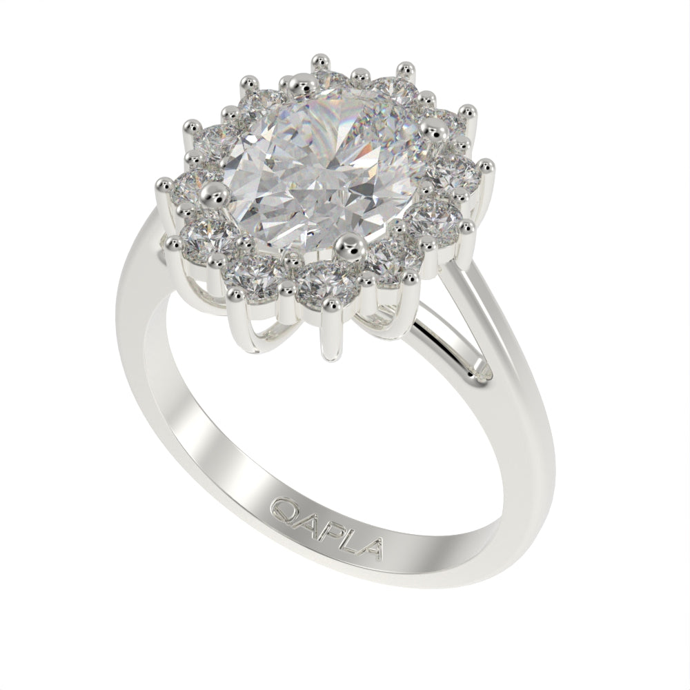 Oval Blossom halo ring