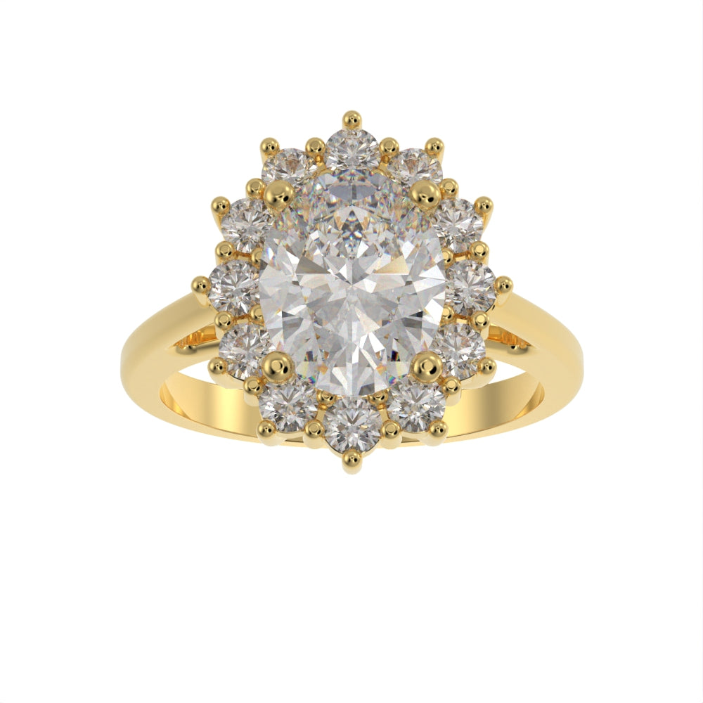 Oval Blossom halo ring