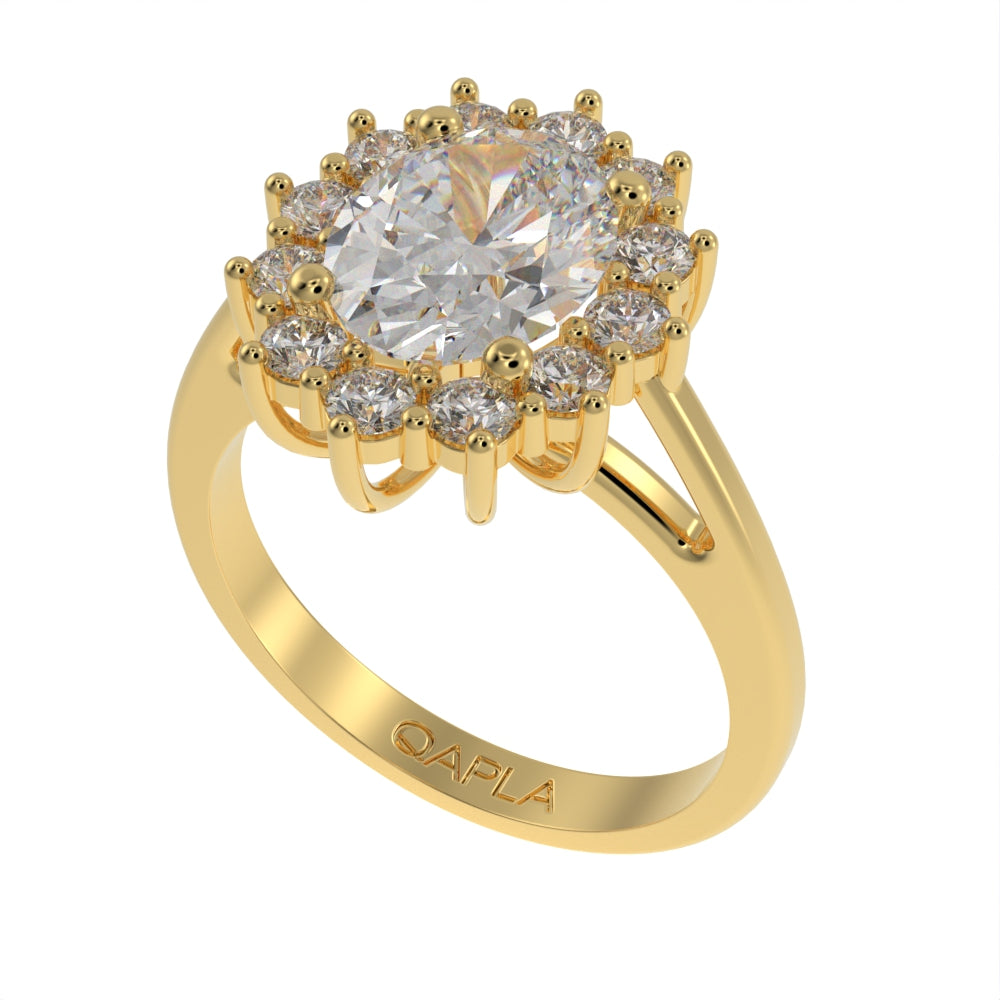 Oval Blossom halo ring