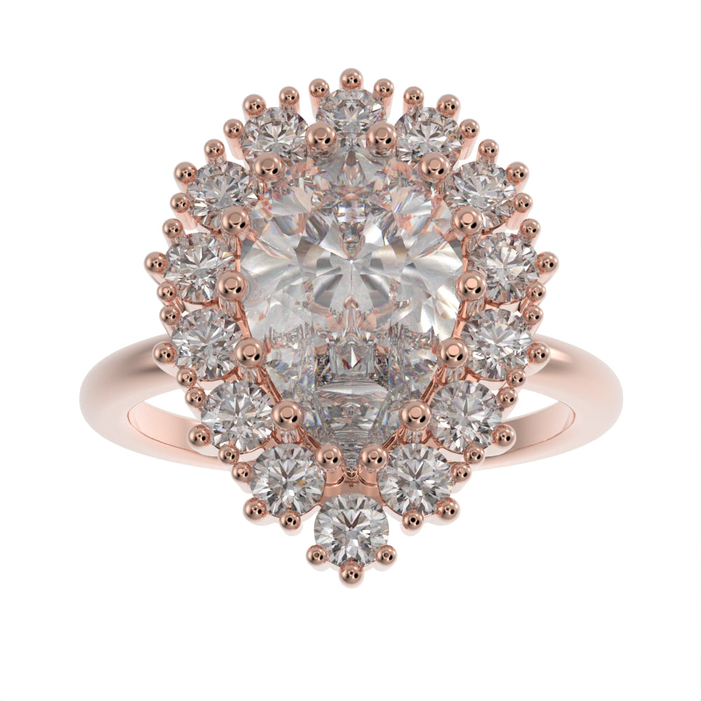 Majestic pear halo ring