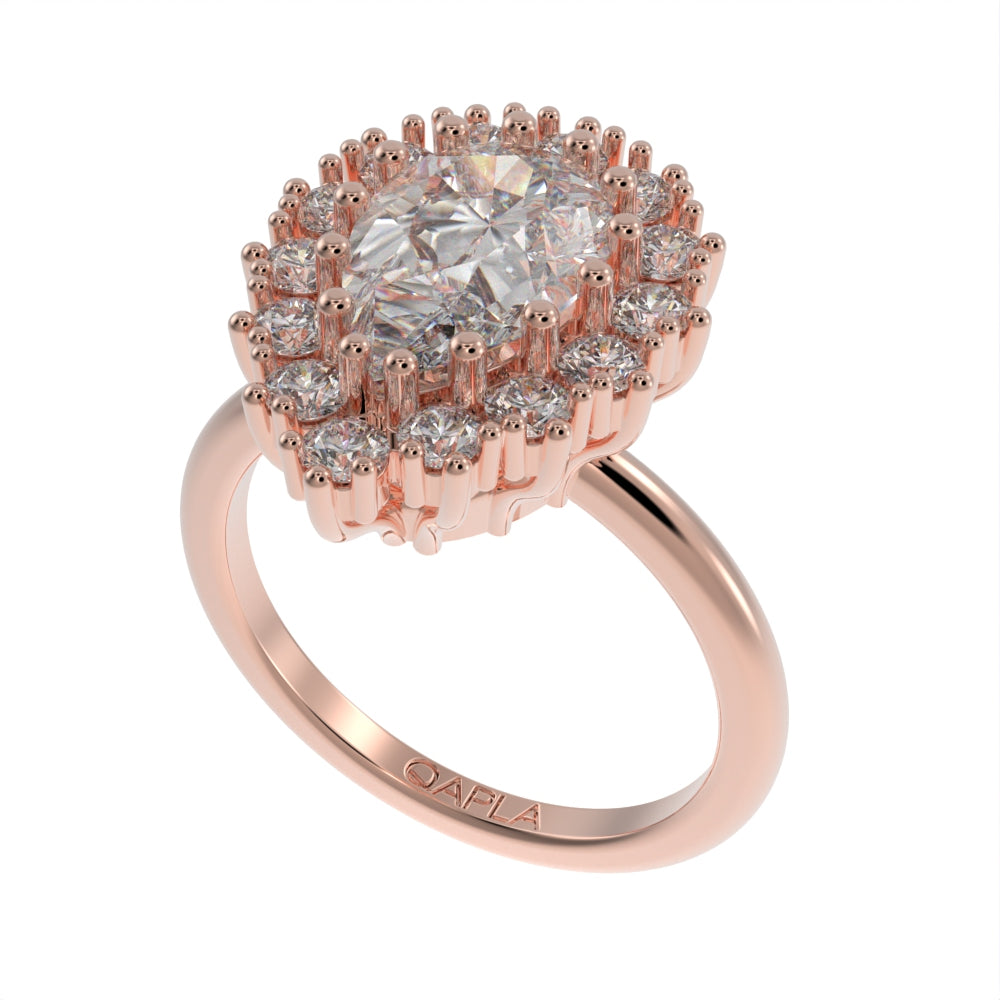 Majestic pear halo ring