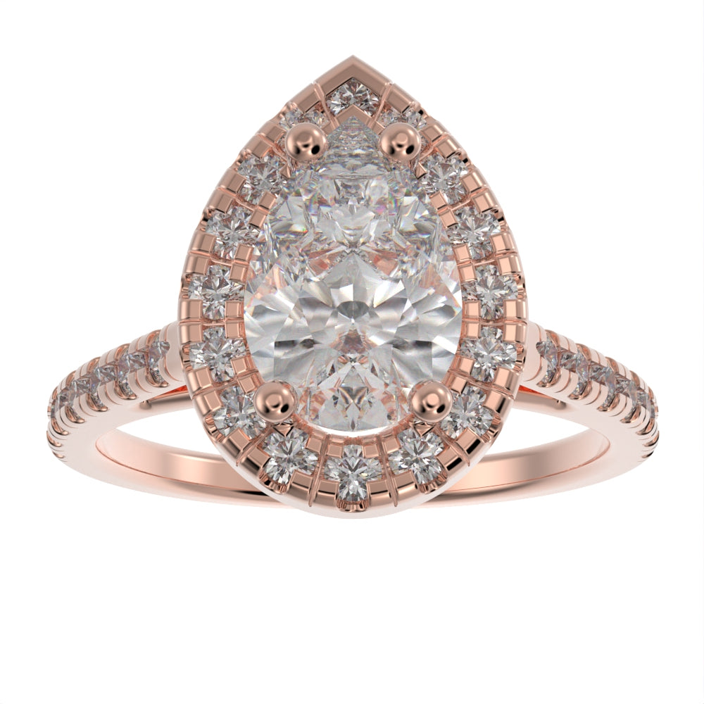 Classic pear halo ring