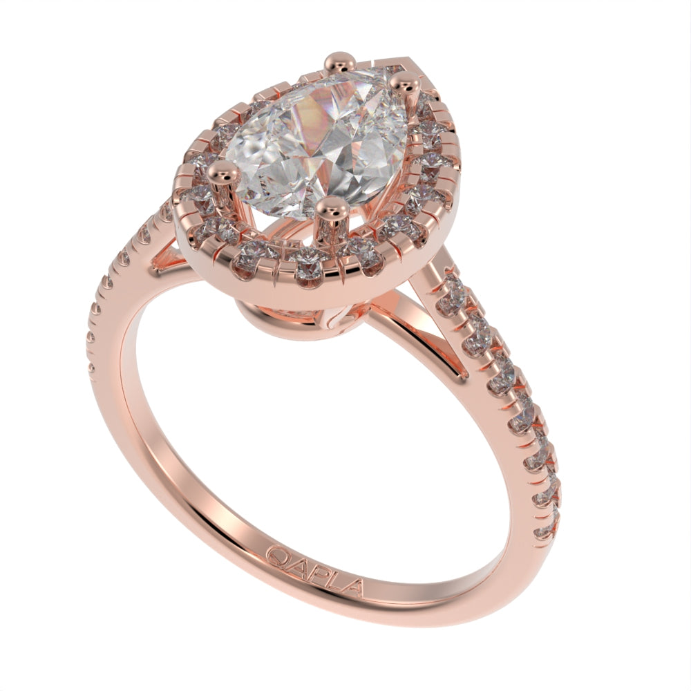 Classic pear halo ring