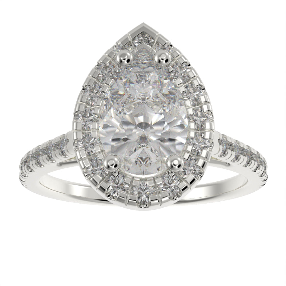 Classic pear halo ring