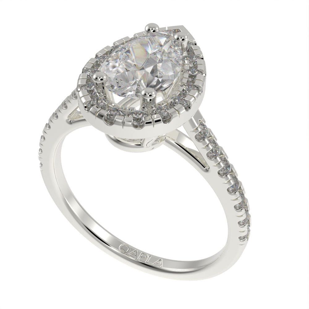 Classic pear halo ring