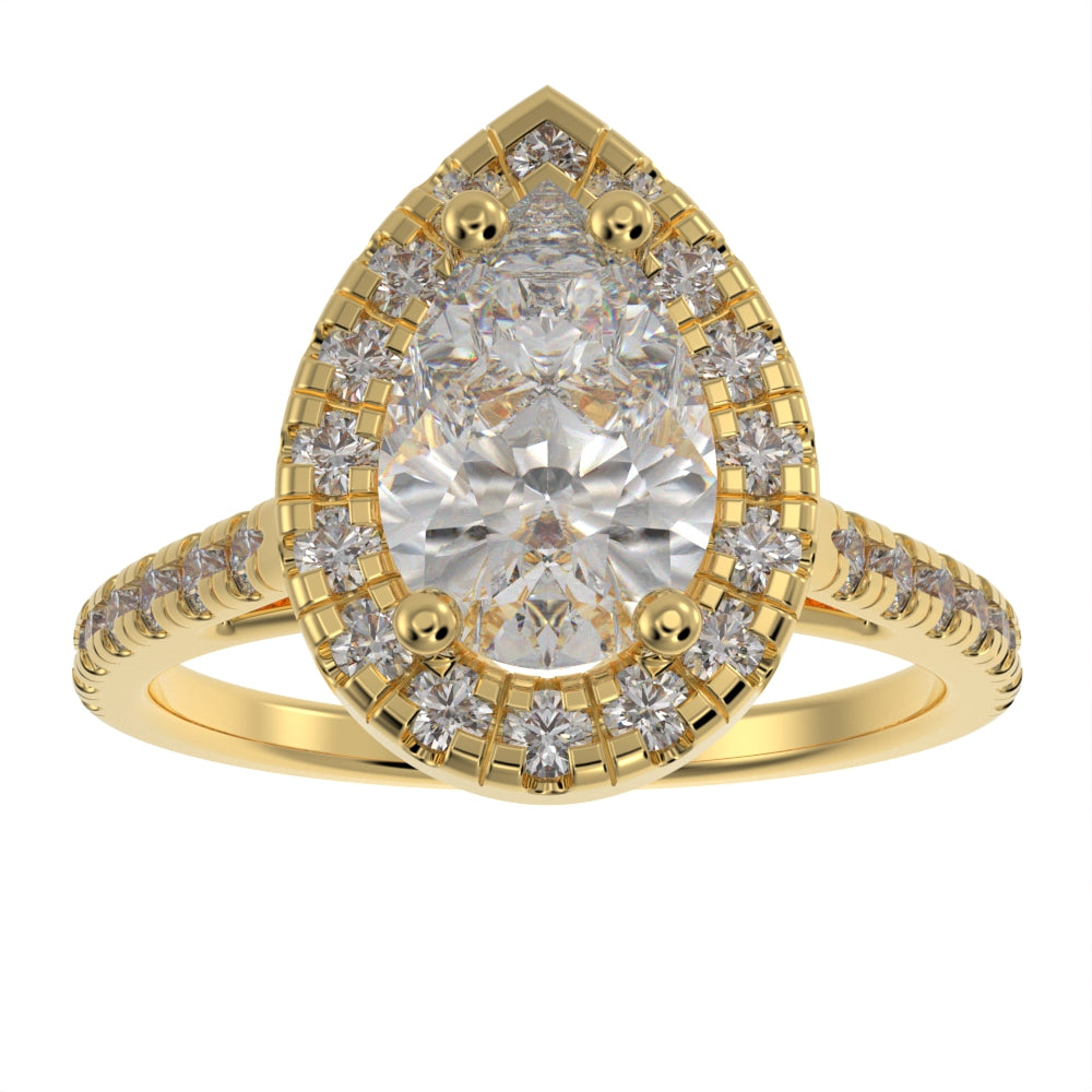 Classic pear halo ring