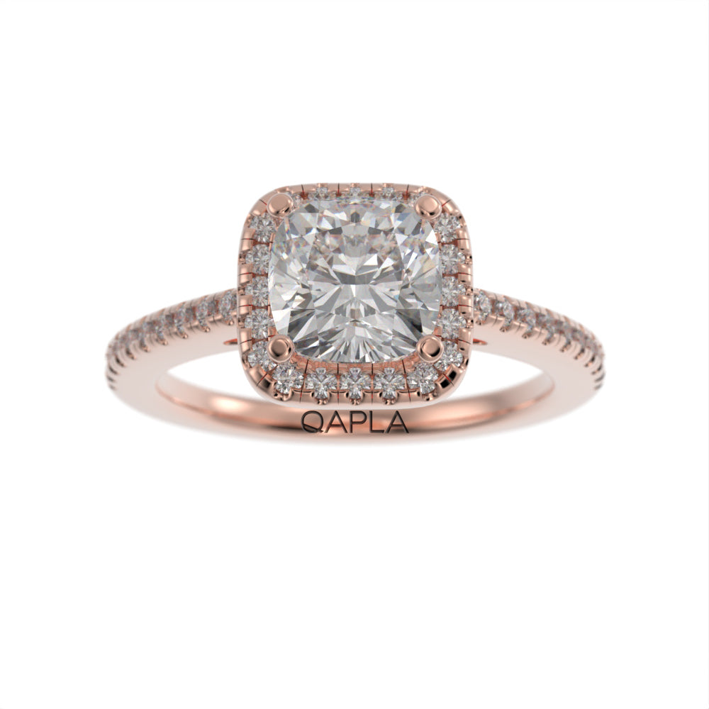 Pristine cushion halo ring