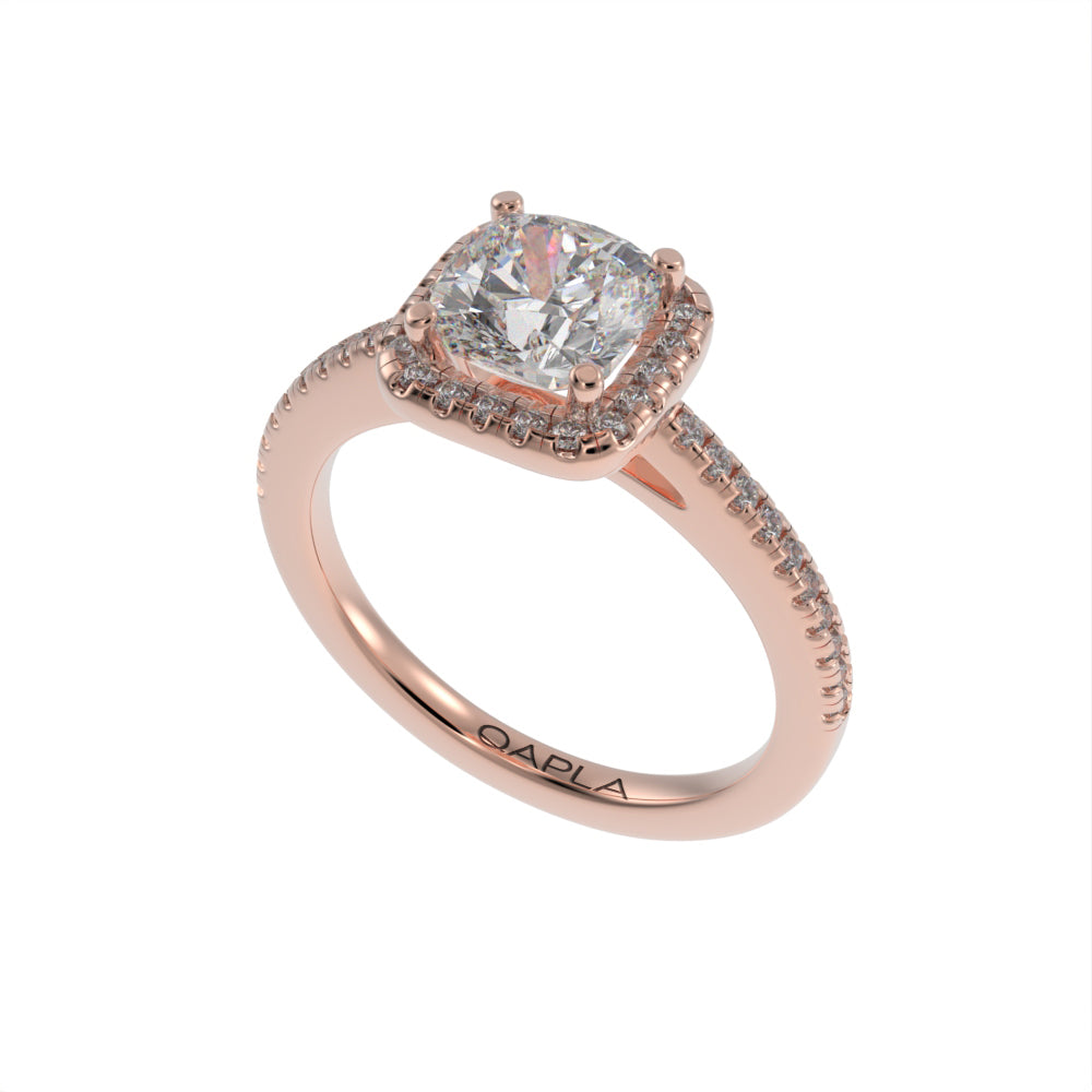 Pristine cushion halo ring