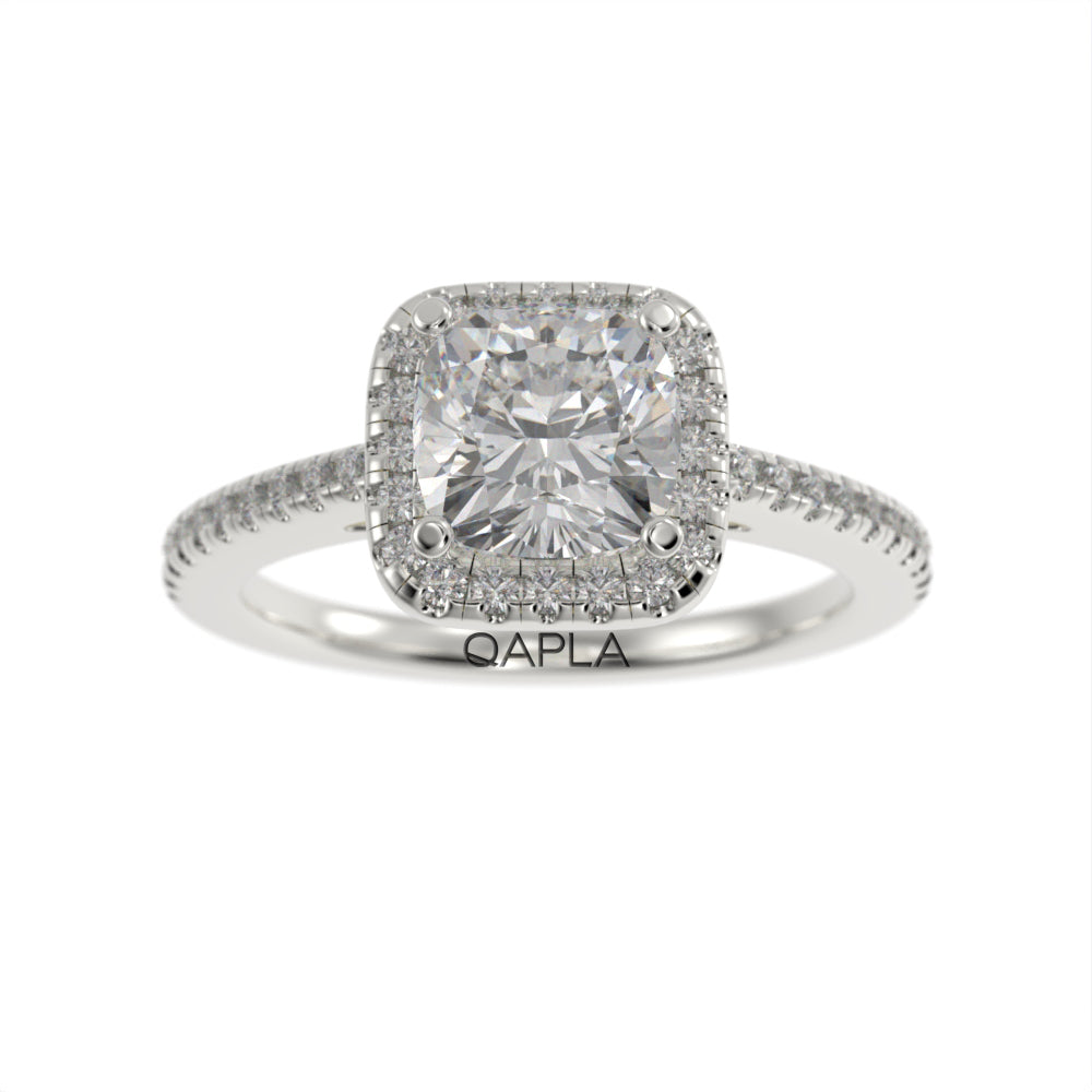 Pristine cushion halo ring