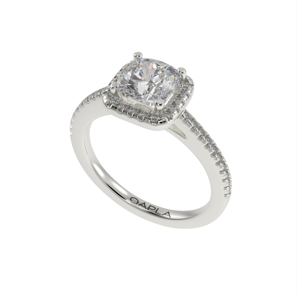 Pristine cushion halo ring