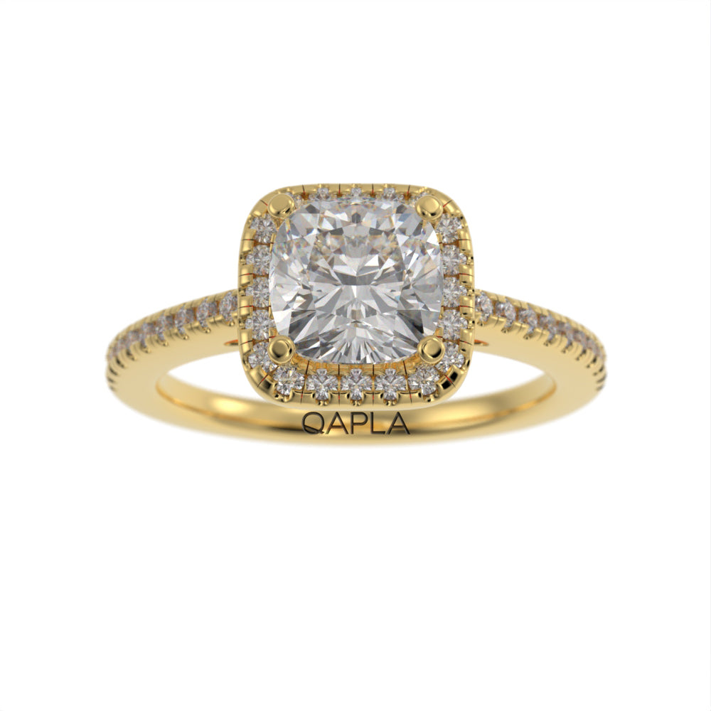 Pristine cushion halo ring