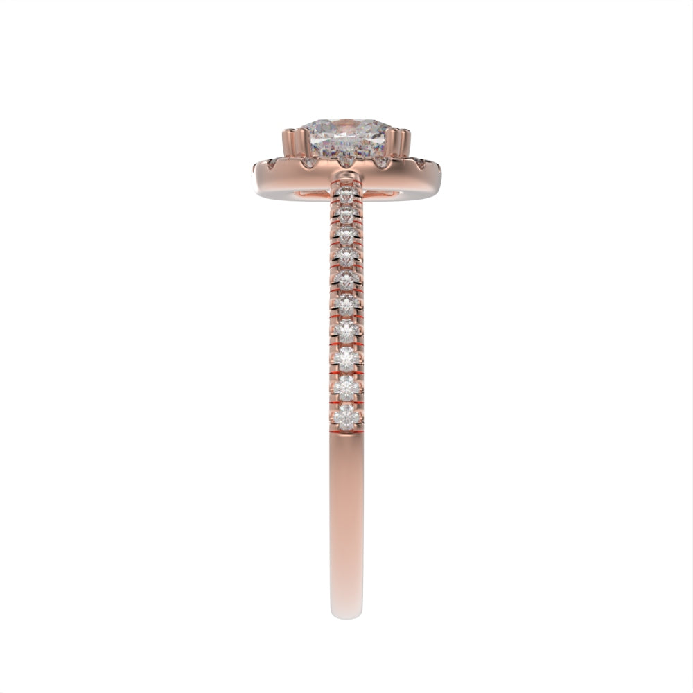 Pristine double prong cushion halo