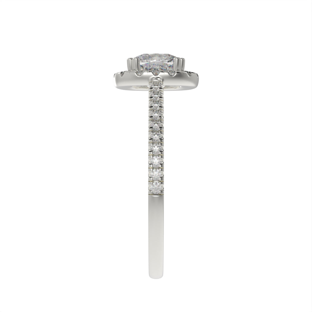 Pristine double prong cushion halo