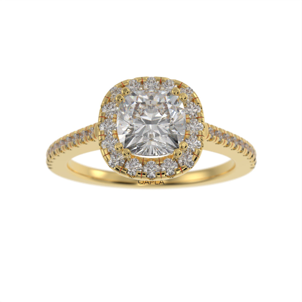 Pristine double prong cushion halo