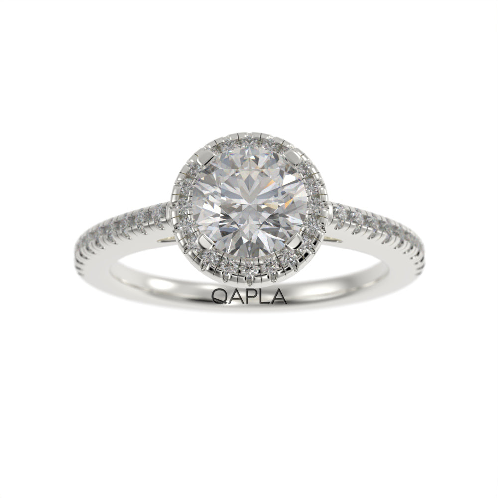 Slim round halo ring