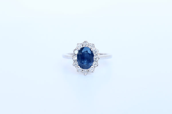 Oval Sapphire Halo Ring