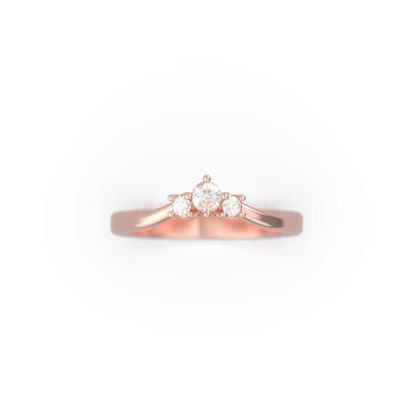 3 Stones Wedding Band Oro Rosa